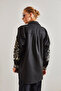 Women's Black Two-Pocket Embroidered Buttoned Cashmere Shirt 60041018 - 6