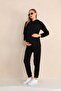 Black Maternity and Maternity Hooded Sweatshirt Tracksuit Set - 4