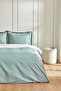 Cool Touch Stripe Double Duvet Cover Set Green - 2