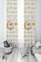 BABY AND KIDS ROOM 2-Wing Background Curtain with Rabbit and Star Pattern Sitting on the Moon
