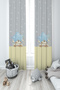 BABY AND KIDS ROOM Star and Teddy Bear Patterned Yellow Striped 2 Wing Background Curtain