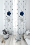 BABY AND KIDS ROOM Blue Balloon Patterned 2 Wing Background Curtain with Elephant