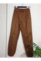 Unisex Very Loose Oversize Loose Cut Suede Sweat Pants Double Set Brown - 6