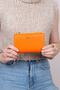 2804 Genuine Real Leather Zippered Women's Wallet Flother Orange - 7