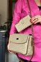 Large Size 5 Compartments 2 Straps Women's Crossbody Bag 2184 Sand Tan Combination