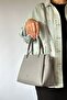 Large Size Embossed Leather 5 Compartment Women's Shoulder Bag 4018 smoked