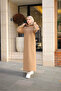 Three Thread Hooded Long Dress Camel - 7