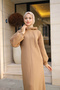 Three Thread Hooded Long Dress Camel - 3