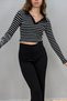 Women's Striped Polo Neck Blouse - 2