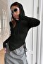 Hooded Side Drawstring Flexible Long Sleeve Thick Combed Cotton Knitted Blouse - 3
