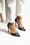Limar Black Satin 10.5 Stiletto Pointed Toe Stone Detailed Women's Heeled Shoes - 3