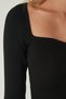 Woman's Black Heart Collar Ribbed Knit Sweater US00738 - 5