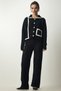 Women's Black Stripe Detailed Knitwear Jacket Trousers Suit WF00061 - 3