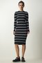 Women's Black Ribbed Striped Saran Knitwear Dress NS00397 - 2