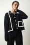 Women's Black Stripe Detailed Knitwear Jacket Trousers Suit WF00061 - 4