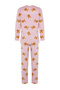 Winter Knitted Pajamas Set with Pink Fleece Teddy Bear Thmaw24Pt00272 - 8