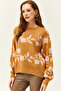 Women's Brown Patterned Soft Textured Knitwear Sweater KZK-19000690 - 4