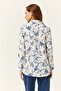 Women's White Blue Floral Patterned Woven Viscose Shirt GML-19001162 - 2