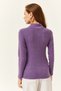 Women's Purple Button Detailed Half Fisherman Lycra Blouse BLZ-19001608 - 2