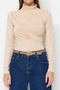 Stone Gather Detailed Stand Collar Stretch Knitted Body with Snap Fasteners TWOAW24BD00014 - 5