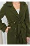New Season Double Breasted Collar Lining Detailed Long Stamp Coat - 8
