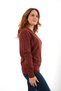 Women's Tan 100% Organic Cotton V-Neck Knitwear Sweater Blouse Trıst-6102 - 4
