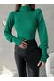 Women's Sleeve Button Detailed Turtleneck Turtleneck Ribbed Knitwear Blouse (Coloured) - 5