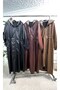 Large Size Lema Waist Gathered Hooded Full Length Leather Trench - Tan - 8