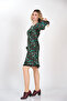 Turquoise Winter Dress with Floral Skirt and Sleeve Pompom Accessories from Divitin Flannel - 4