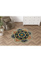 Navy Blue Themed Multicolor Traditional Motif Floral Patterned Woven Base Round Decorative Carpet 2096 - 3