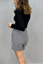 Women's Winter Shorts Skirt White-Black Houndstooth - 5
