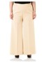 Large Size Mayra Side Pocket Dumbbell Crepe Wide Leg Trousers - Stone