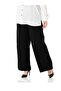 Large Size Mayra Side Pocket Dumbbell Crepe Wide Leg Trousers - Black - 2