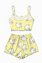 Cozy Favela Trend Strappy Shorts Bunny Printed Pajama Set - 2