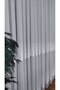 Ecru Tulle Curtain Horizontal Straight White Stripes 1/3 Dense Pleats No Wrinkle No Ironing Required - 2