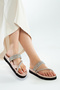 Women's Genuine Leather Flat Slippers 766 1019 Bn Trlk Y23 - 4