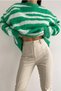 Women's Green New Season Zebra Pattern Standard Size Wide Fit Oversize Knitwear Sweater - 6