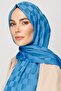 Blue Checkerboard Pattern Silky Jacquard Shawl - 3