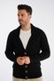 Men's Black Corded Buttoned Wool Knitwear Jacket Trist-5305