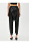Faux Leather Jogger Trousers with Tie Waist - 4