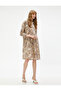 Floral Short Dress Polo Neck Long Sleeve