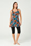 Women's Tights Patterned Dress Swimsuit 4565 Blue (with Chest Pad) - 3