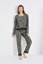Green Black Lace Detailed Knitted Pajama Set