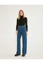 Trendy Blue Lycra Super High Waist Wide Leg Palazzo Jean Trousers