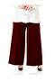 Large Size Mayra Side Pocket Dumbbell Crepe Wide Leg Trousers - Claret Red - 4