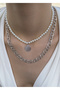 Pearl chain silver women's combination necklace - 2