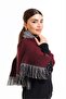 شال كتف صوف منقوش على الوجهين - 70x190 سم - شال شتوي - 5