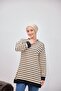 horizontal striped crew neck side slit detailed tunic / sweatshirt - 2