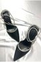 Women's Black Satin 8 Cm Transparent Heeled Ankle Wrapped Jewelled Pointed Toe Evening Dress Shoes - 4