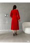 Imported Crepe Fabric Crew Neck Balloon Sleeve Midi Dress - 5